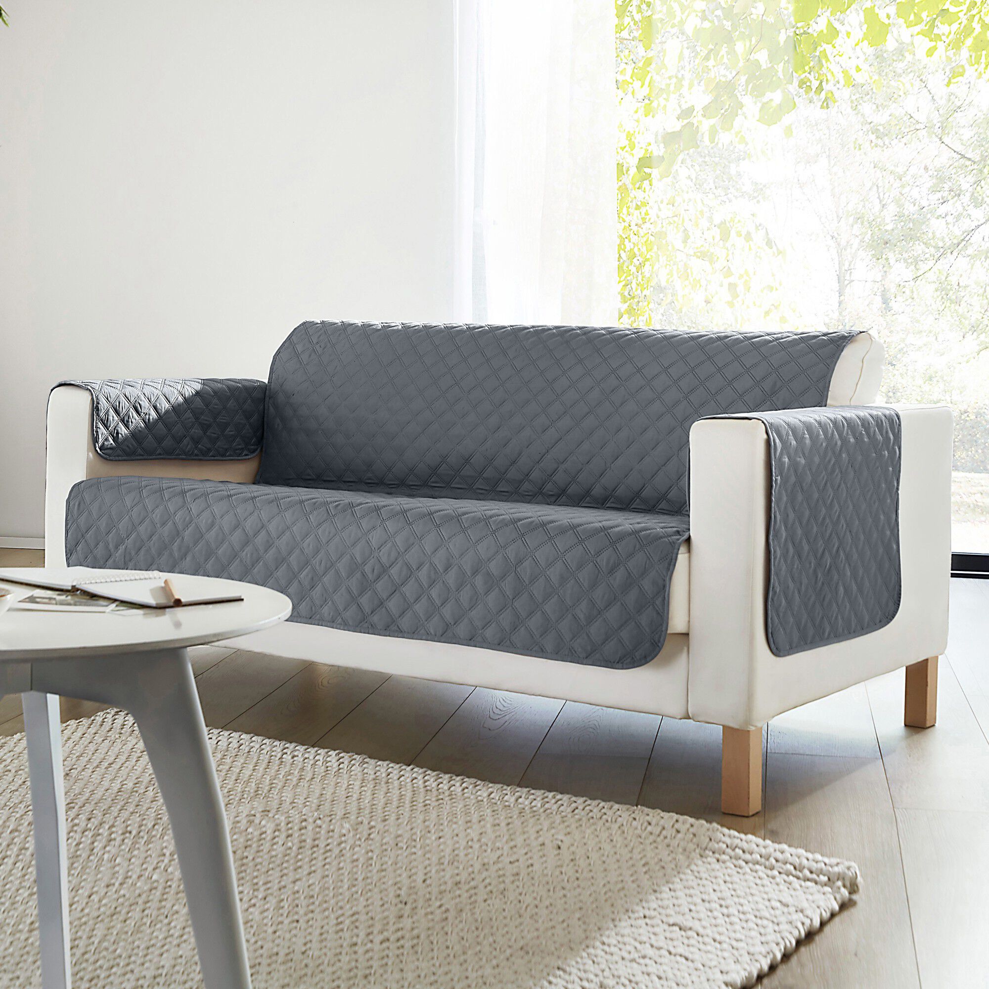 Protège-salon antiglisse microfibre matelassé