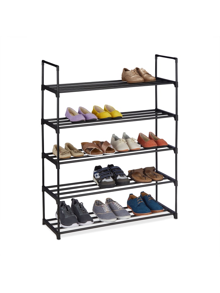 relaxdays Schuhregal in Schwarz - (B)90,5 x (H)114,5 x (T)30,5 cm günstig kaufen onesize