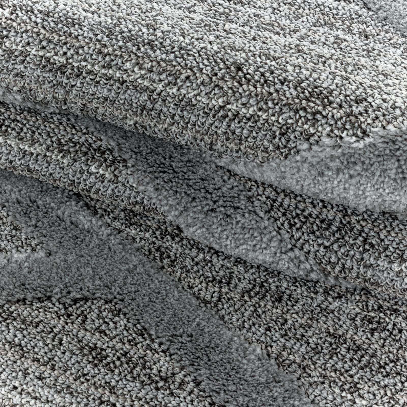 Designteppich Designerteppich Tokio hoch-tief Struktur Wellen grau, TaraCarpet, rechteckig, Höhe: 20 mm, moderner scandi boho Welle grau Wohnzimmer Schlafzimmer Flur 080x150