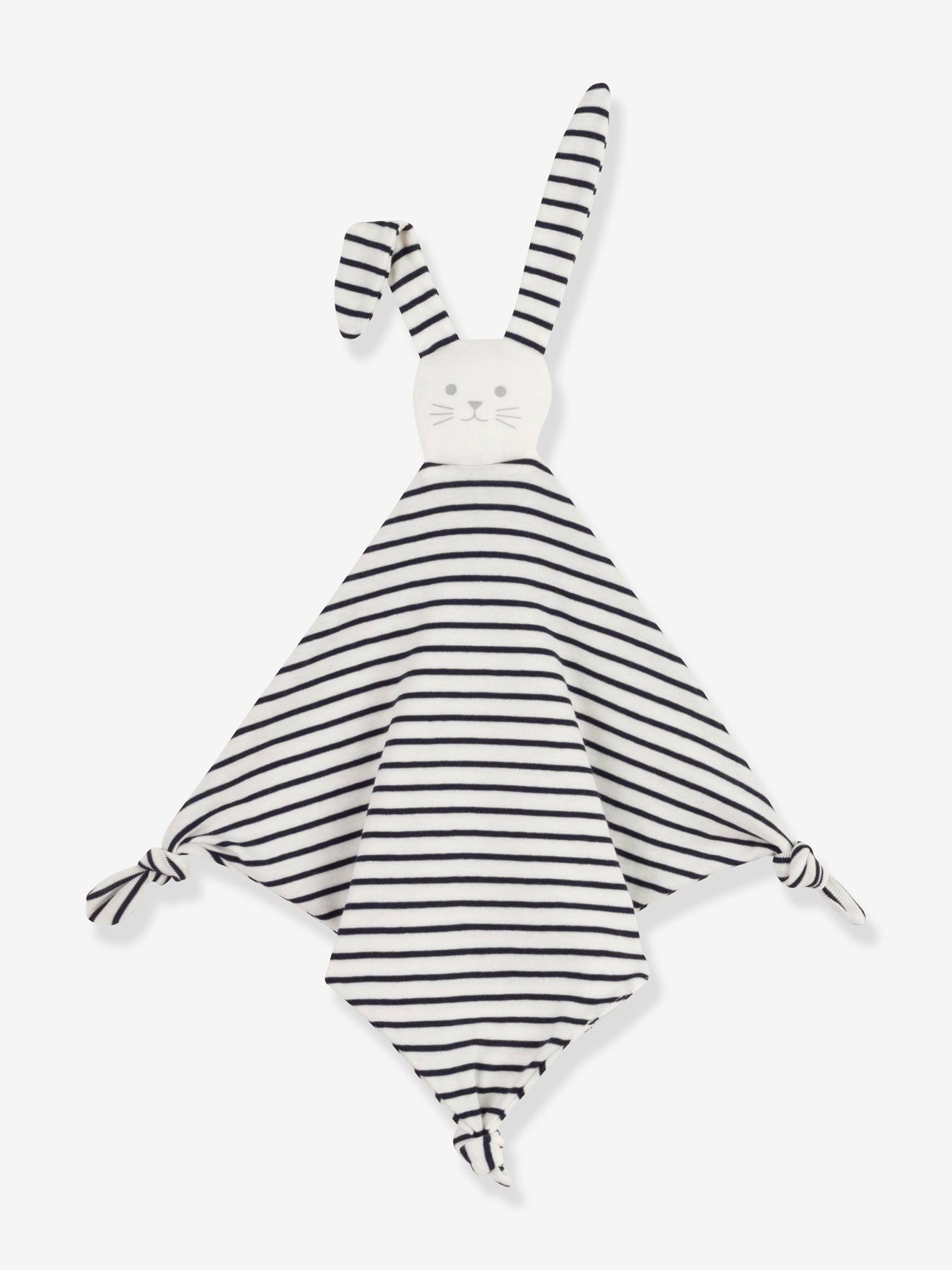 Doudou marinière en coton PETIT BATEAU blanc imprimé