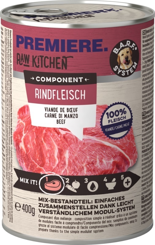 PREMIERE Hundenassfutter PREMIERE RAW KITCHEN 6x400g Pure Beef