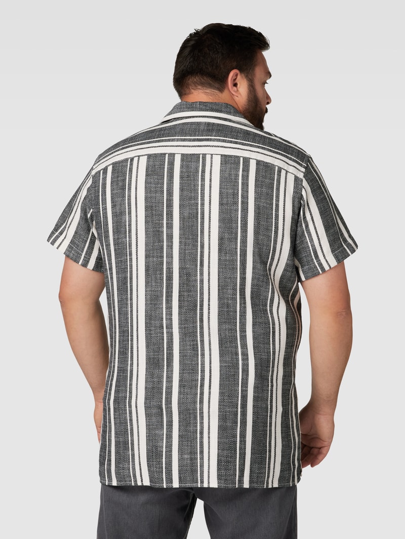 PLUS SIZE Freizeithemd mit Streifenmuster Modell 'CABANA' in schwarz