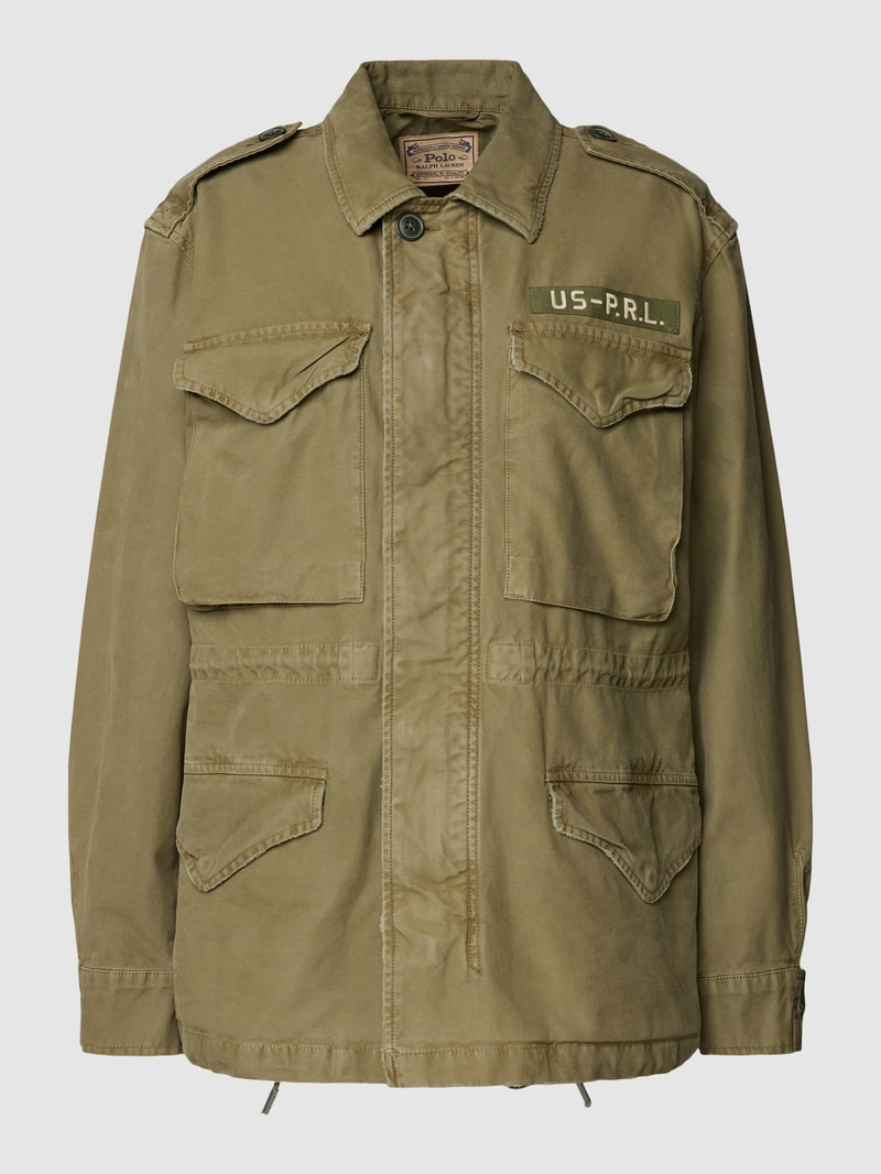 Fieldjacket mit Label-Patch und Pattentaschen in olivgrün
