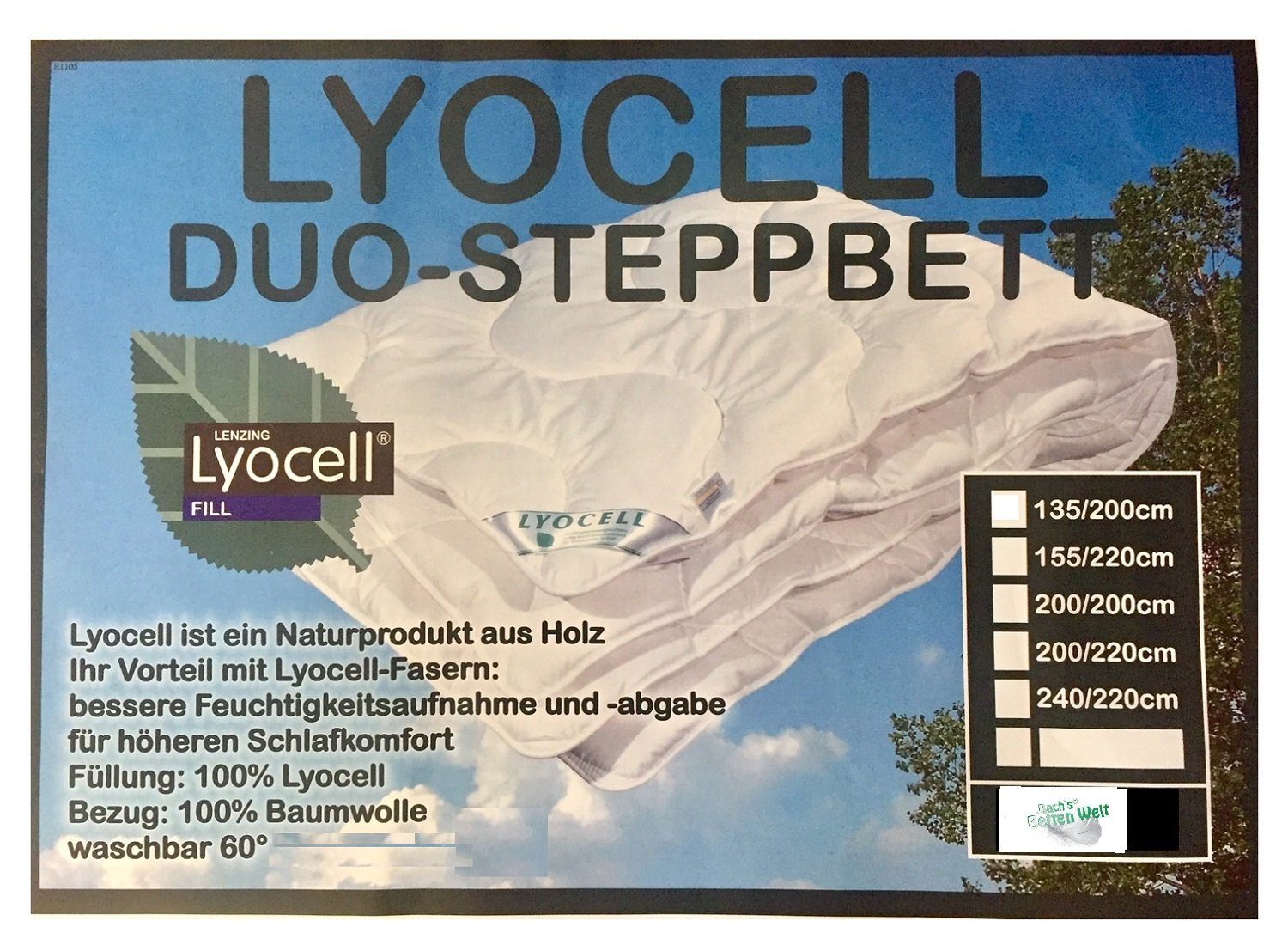 Naturfaserbettdecke, Ganzjahresdecke Lyocell Tencel Duo Decke, Betten Traumland, Füllung: Tencel Lyocell, hoher Schlafkomfort, erlesene Rohstoffe erholsamer Schlaf