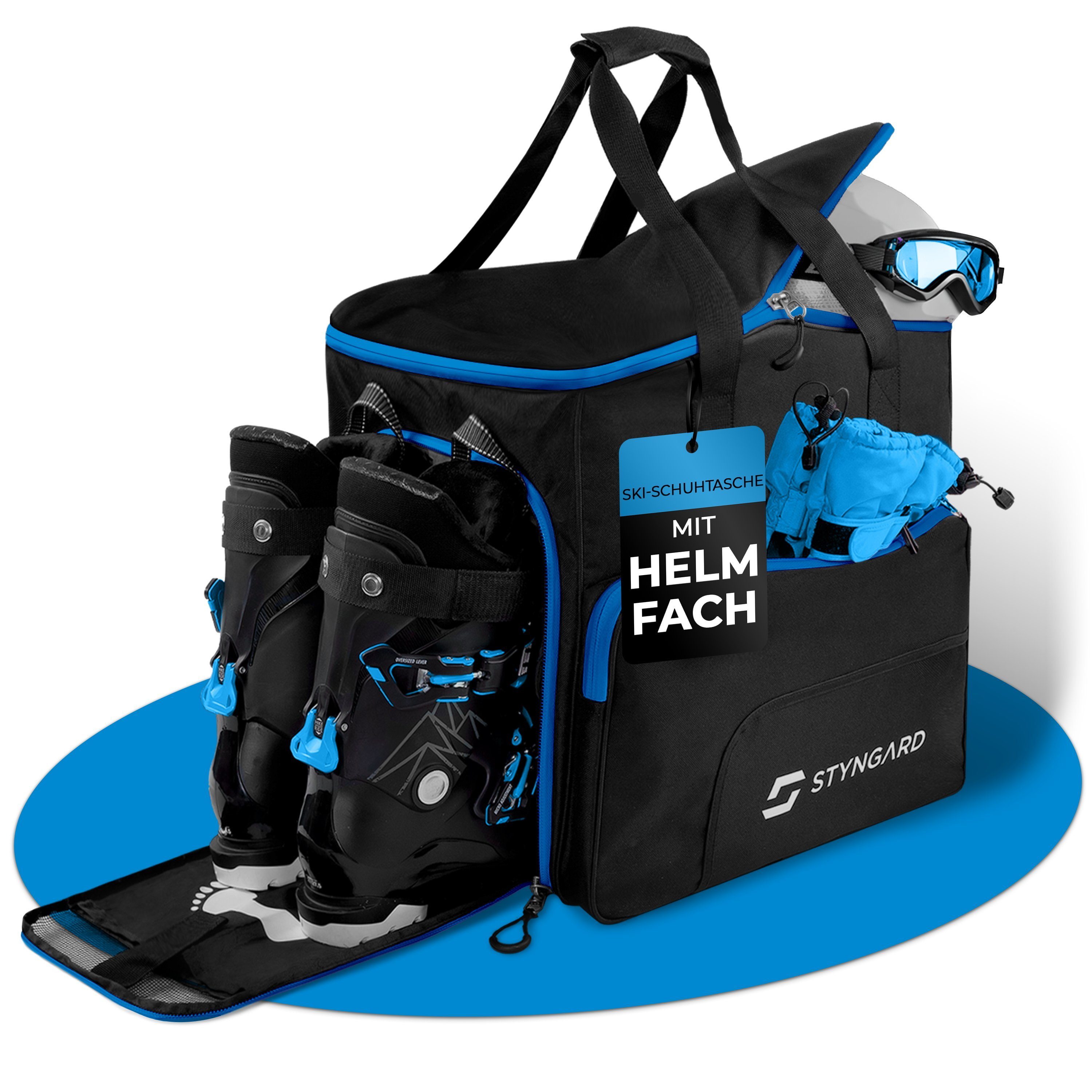 Styngard Sporttasche SÖLDEN (mit Rucksackfunktion), Skischuhtasche mit Helmfach und belüftetem Stiefelfach [54 L]