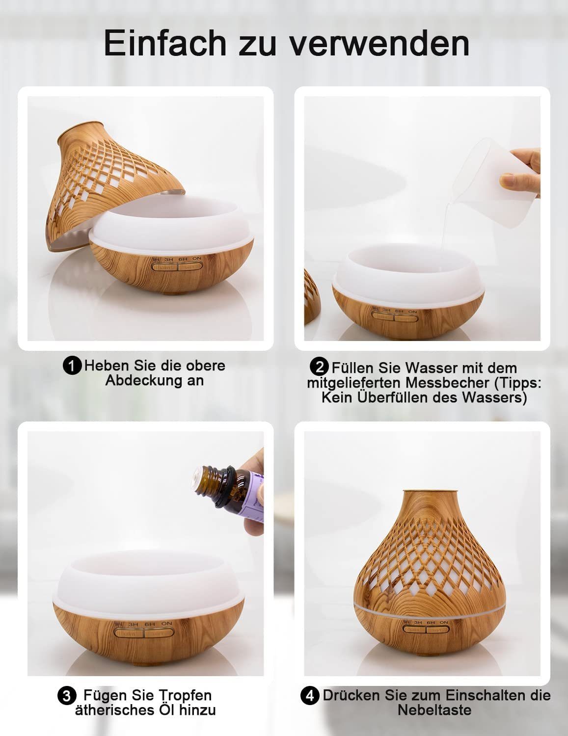 zggzerg Luftbefeuchter Zggzerg Aroma Diffuser, 500ml Diffusor für Ätherische Öle
