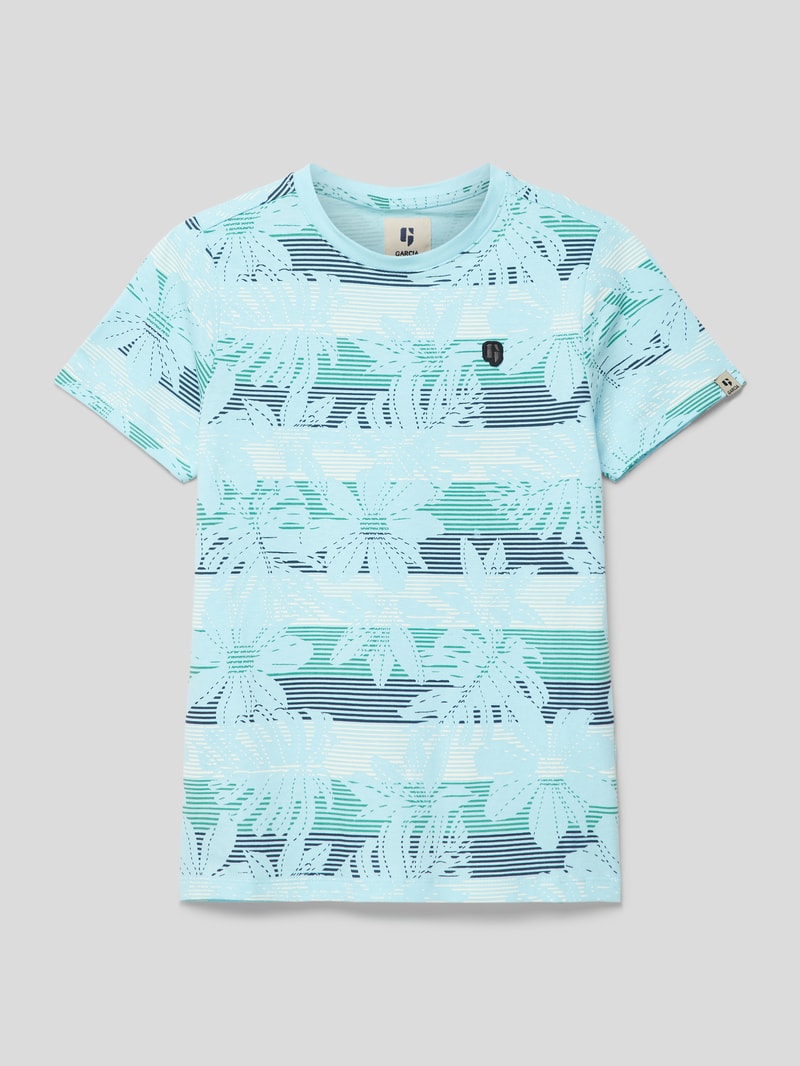 T-Shirt mit Allover-Print in blau
