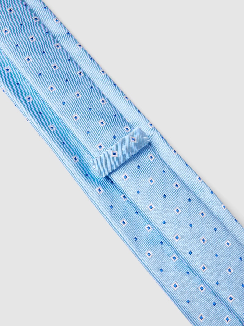 Krawatte aus Seiden-Mix mit Allover-Muster in bleu