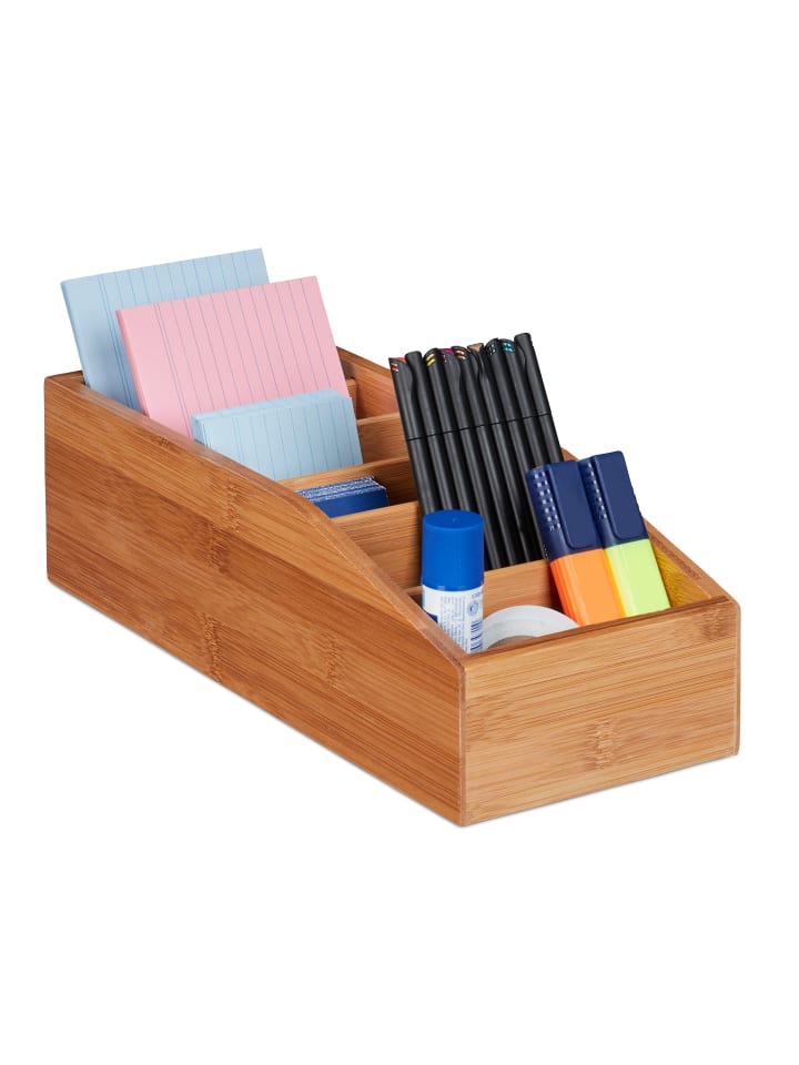 relaxdays Aufbewahrungsbox mit 6 Fächern in Natur - (B)14 x (H)10 x (T)35 cm günstig kaufen onesize