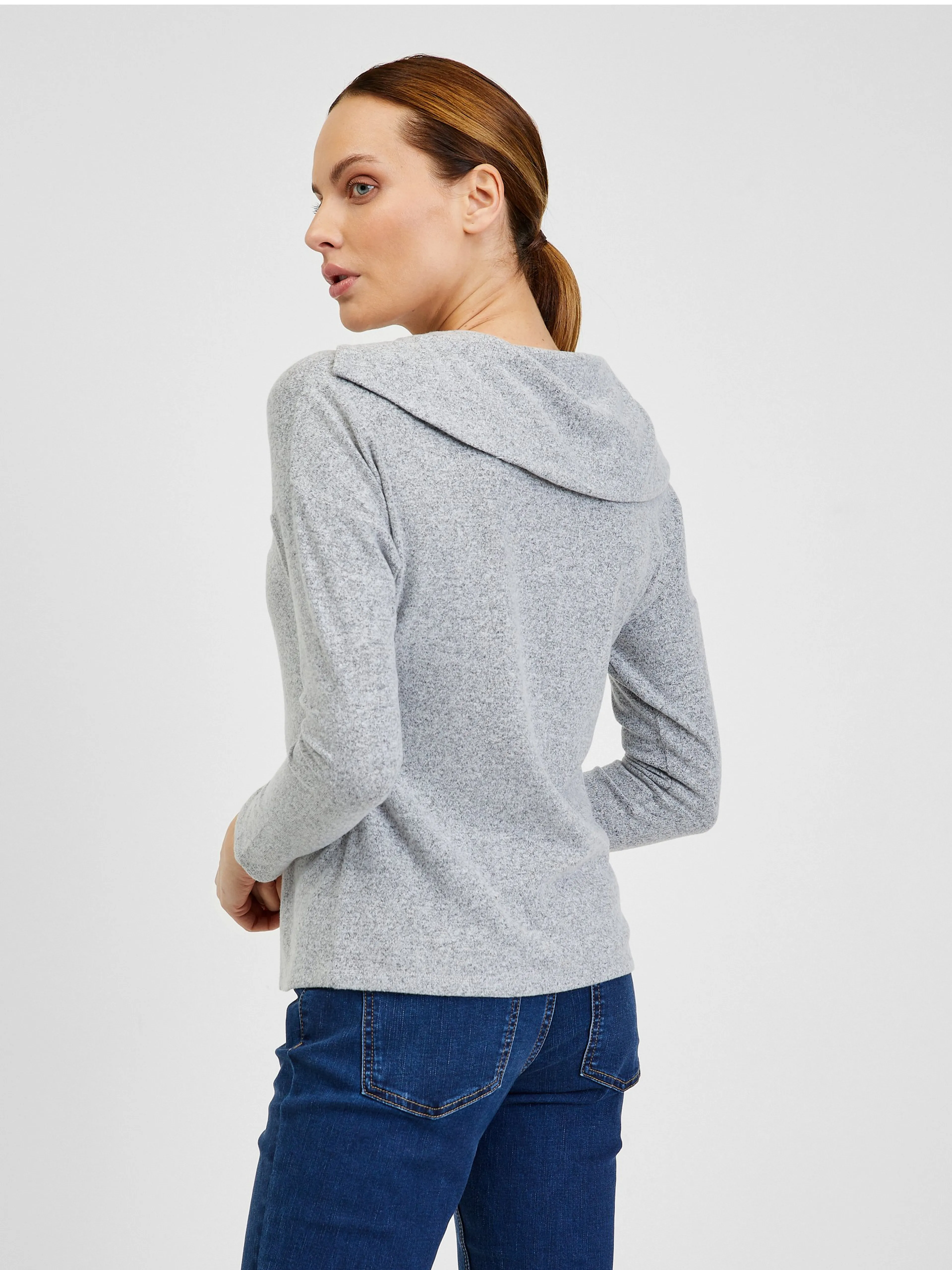 Graues Damen-T-Shirt mit dekorativen Details ORSAY