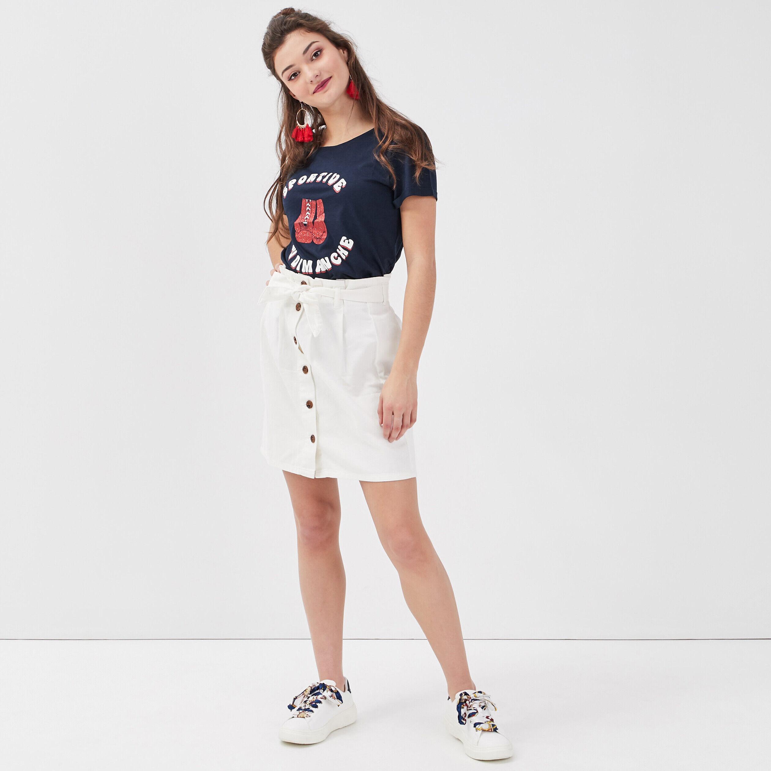T-shirt manches courtes bleu marine femme | Cache Cache