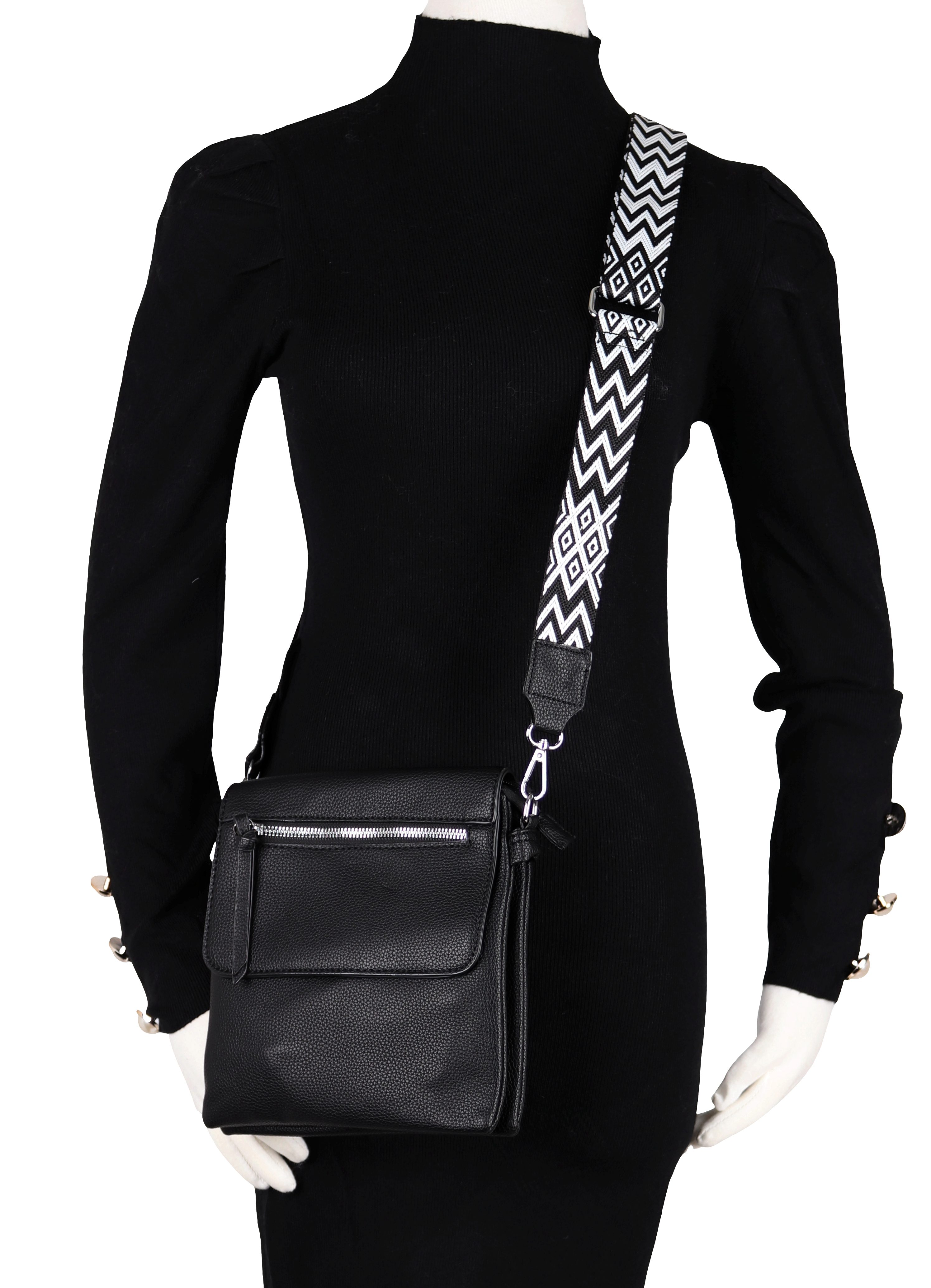 MIRROSI Umhängetasche Damen Crossbody Bag, Klein 20x22x3cm (gemusterten& verstellbaren Schulterriemen, 1 Tasche & 2 Gurte), Kleine Tasche, Schultertasche für jeden Anlass