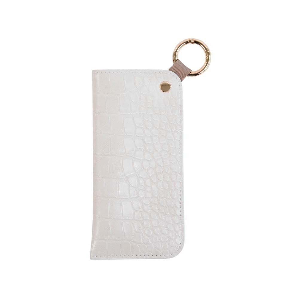 ARTEBENE MAJOIE Brillenetui Kroko Creme veganes Material, mit Karabinerhaken