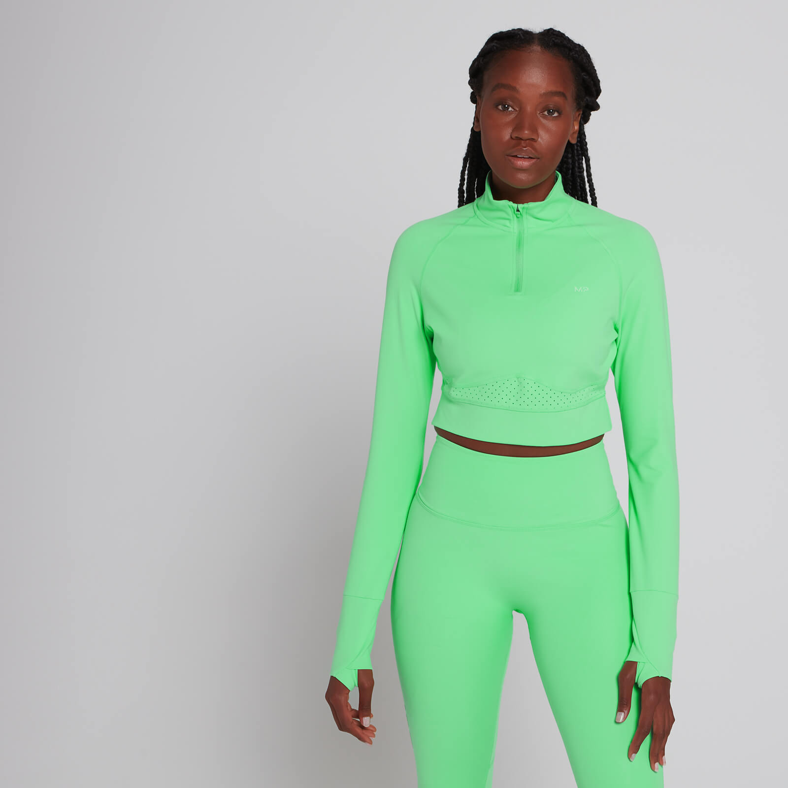 Haut court à fermeture éclair ¼ MP Power Ultra pour femmes – Vert printemps