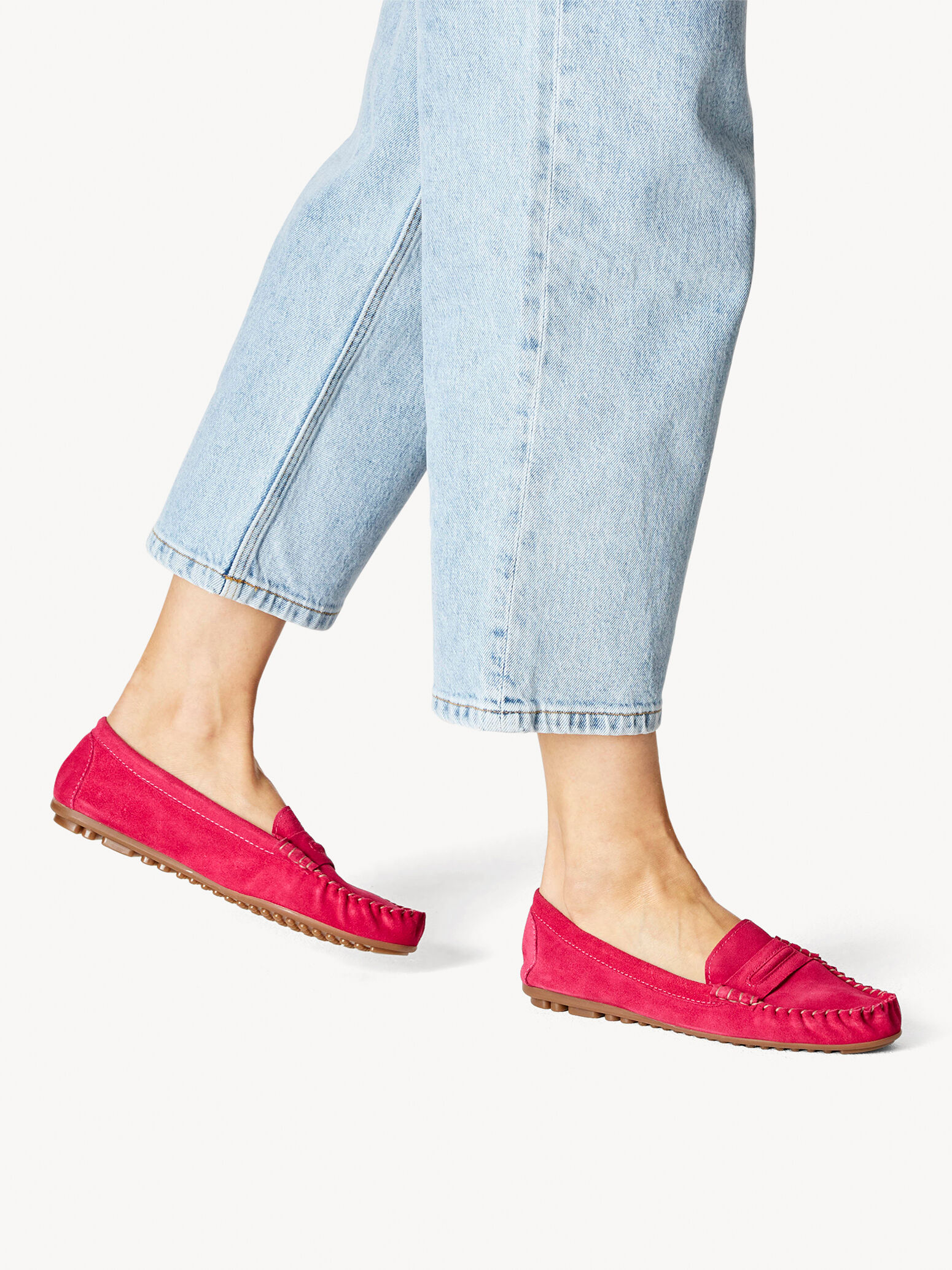 Mocassin en cuir - rose fuchsia