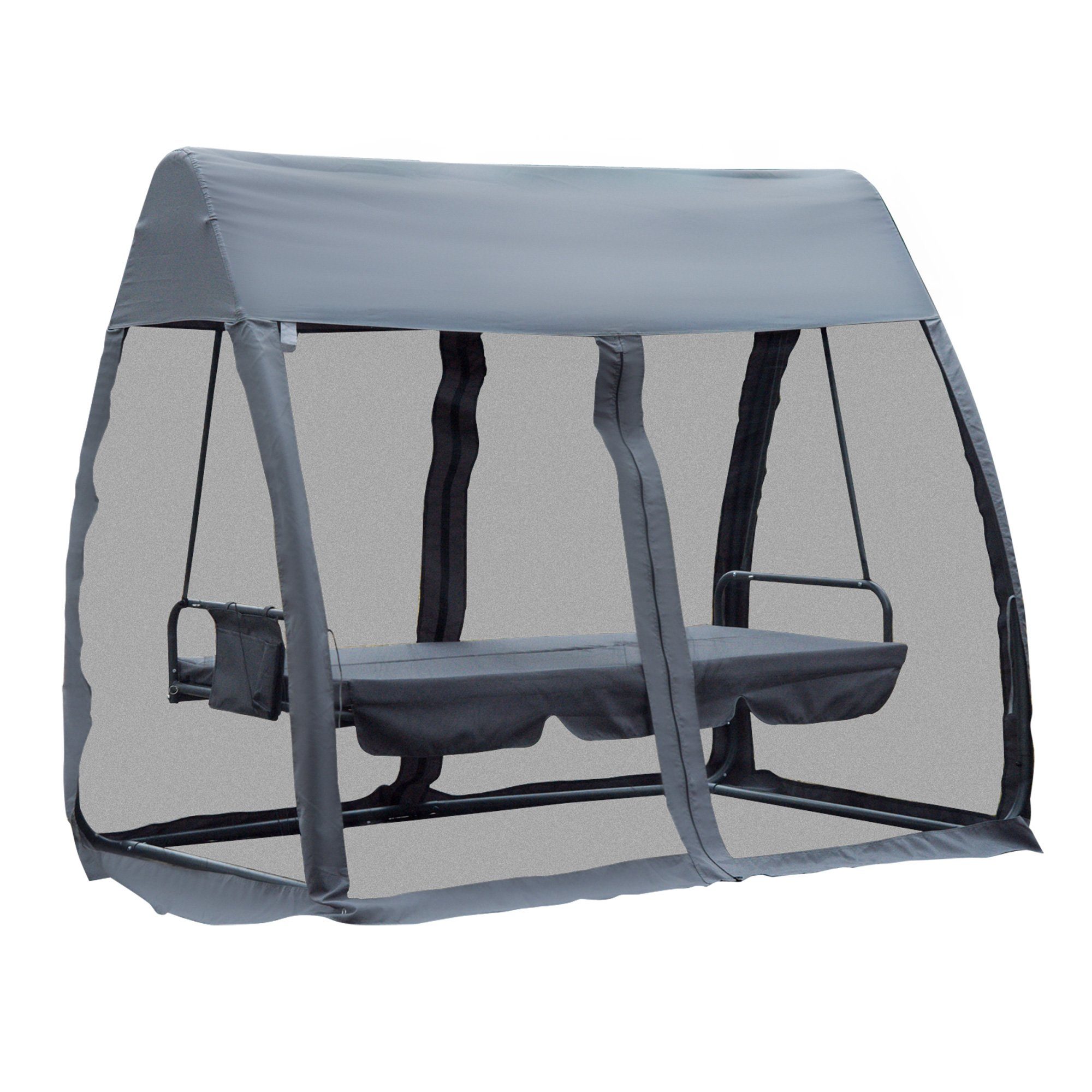 Outsunny Hollywoodschaukel 2-in-1, mit Dach, 3-Sitzer