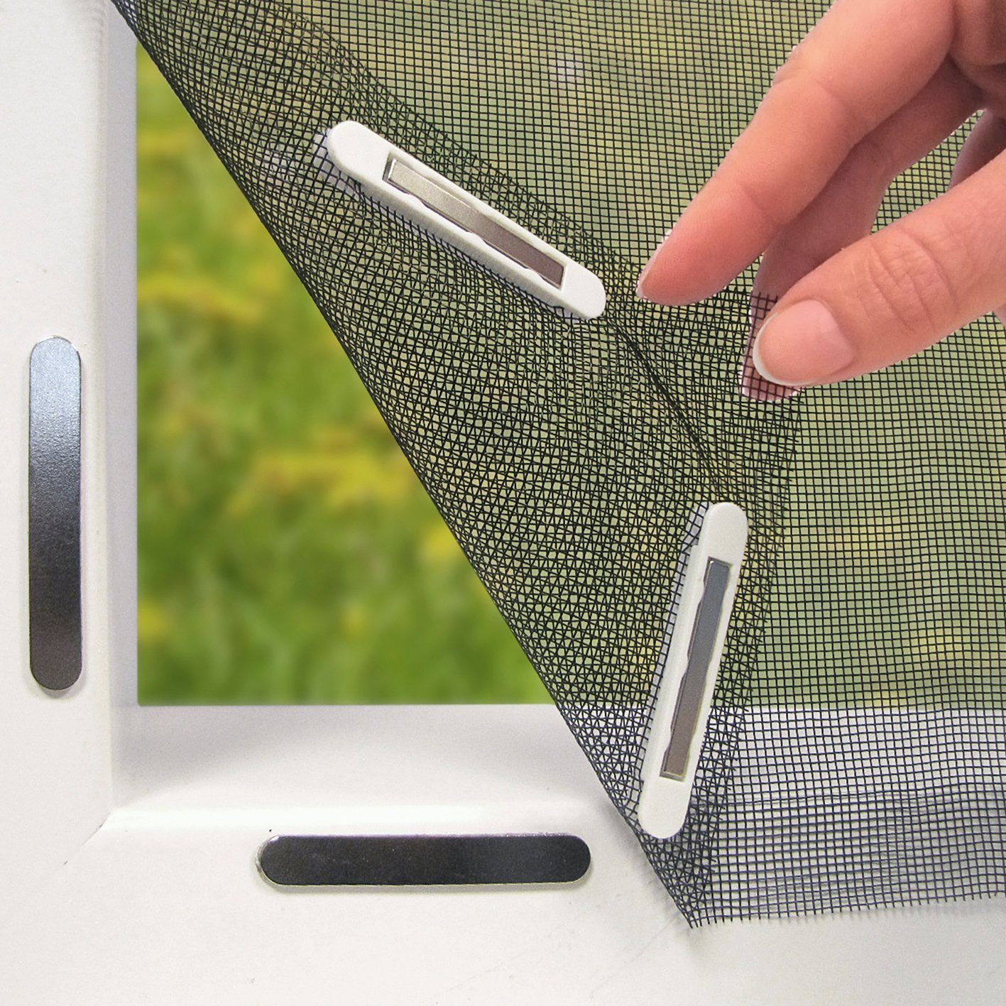 Insektenschutzplissee Fenster Fliegengitter Insektenschutz schwarz, EASYmaxx, Magneten, Moskitonetz mit Magnetverschluss 150x130 cm