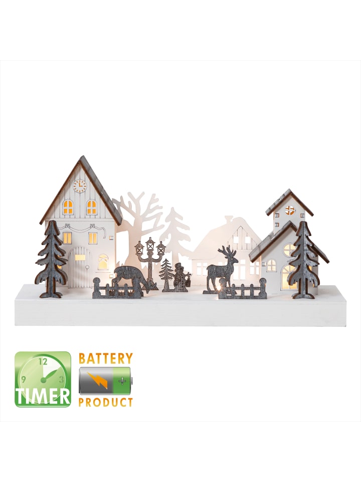 STAR Trading LED Winterdorf Fauna, 3D, Holz, braun-weiß in Weiß günstig kaufen onesize