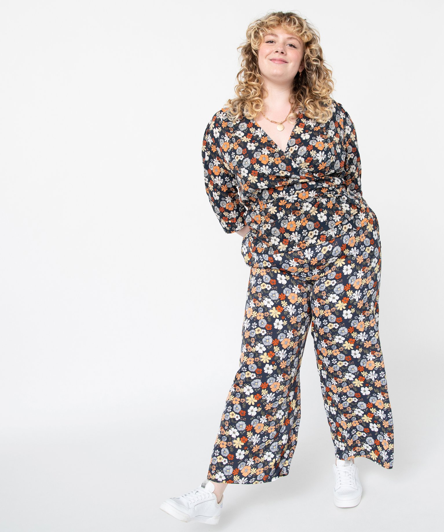Blouse femme grande taille à manches forme cache-cur imprime | GEMO