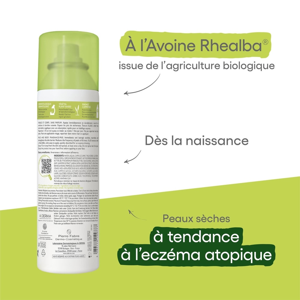 A-Derma Exomega Control - Spray émollient anti-g rattage 200ml Spray émollient