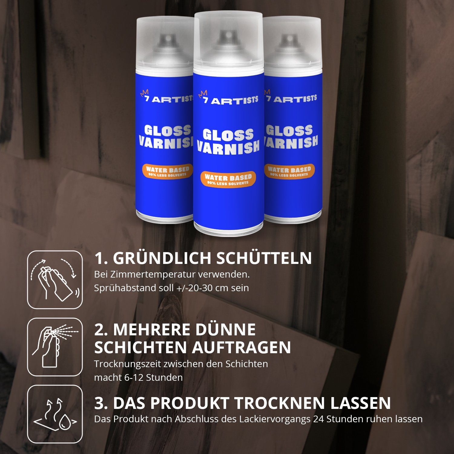 7 Artists Klarlack Acryl Klarlack Spray, Klarlack Glänzend auf Wasserbasis 400 ml