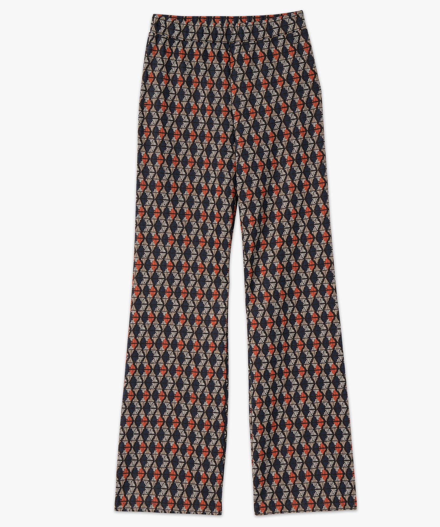 Pantalon large en maille à motifs graphiques femme imprime | GEMO