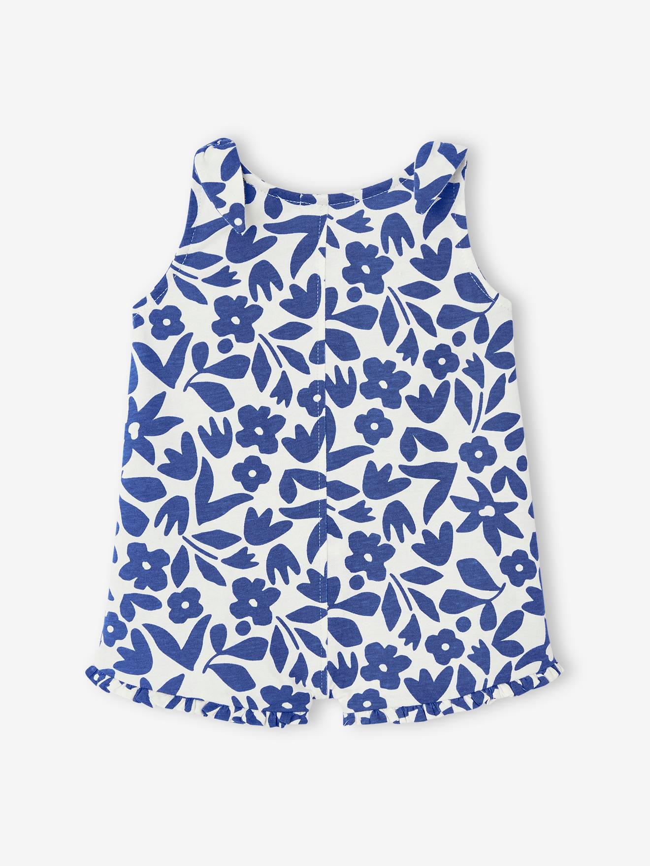 Vertbaudet Mädchen Baby Sommer-Overall - blau bedruckt
