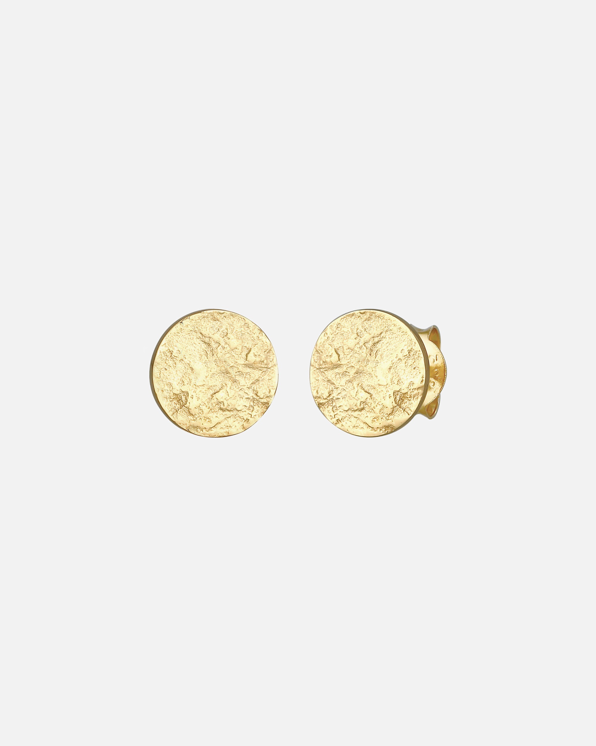 Pendientes de botón Elli para mujer, estilo placa martillada antigua, modernos, en plata de ley 925.