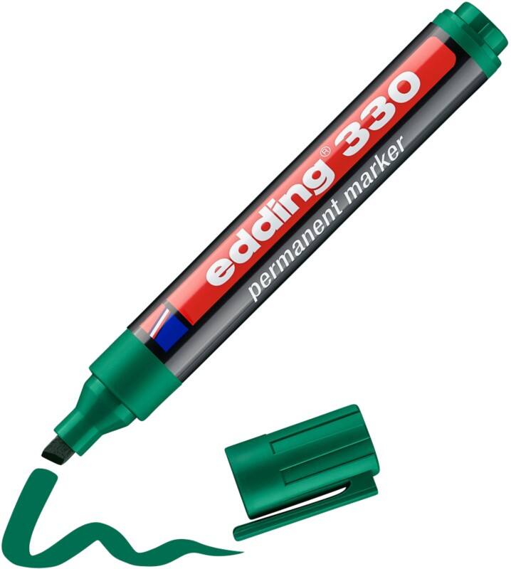 edding 330 Permanentmarker Breit Keilspitze 1-5 mm Grün Nachfüllbar Wasserbeständig