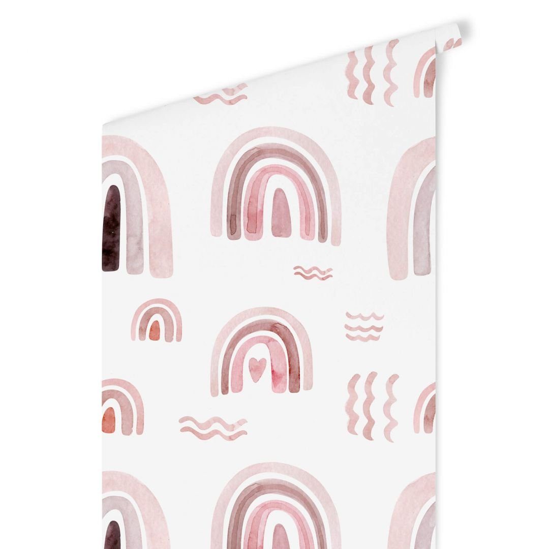 K&L Wall Art Mustertapete Mädchen Schlafzimmer Baby Rosa Regenbogen Kleinkinder wie Handgemalt, Abstrakt Tapete