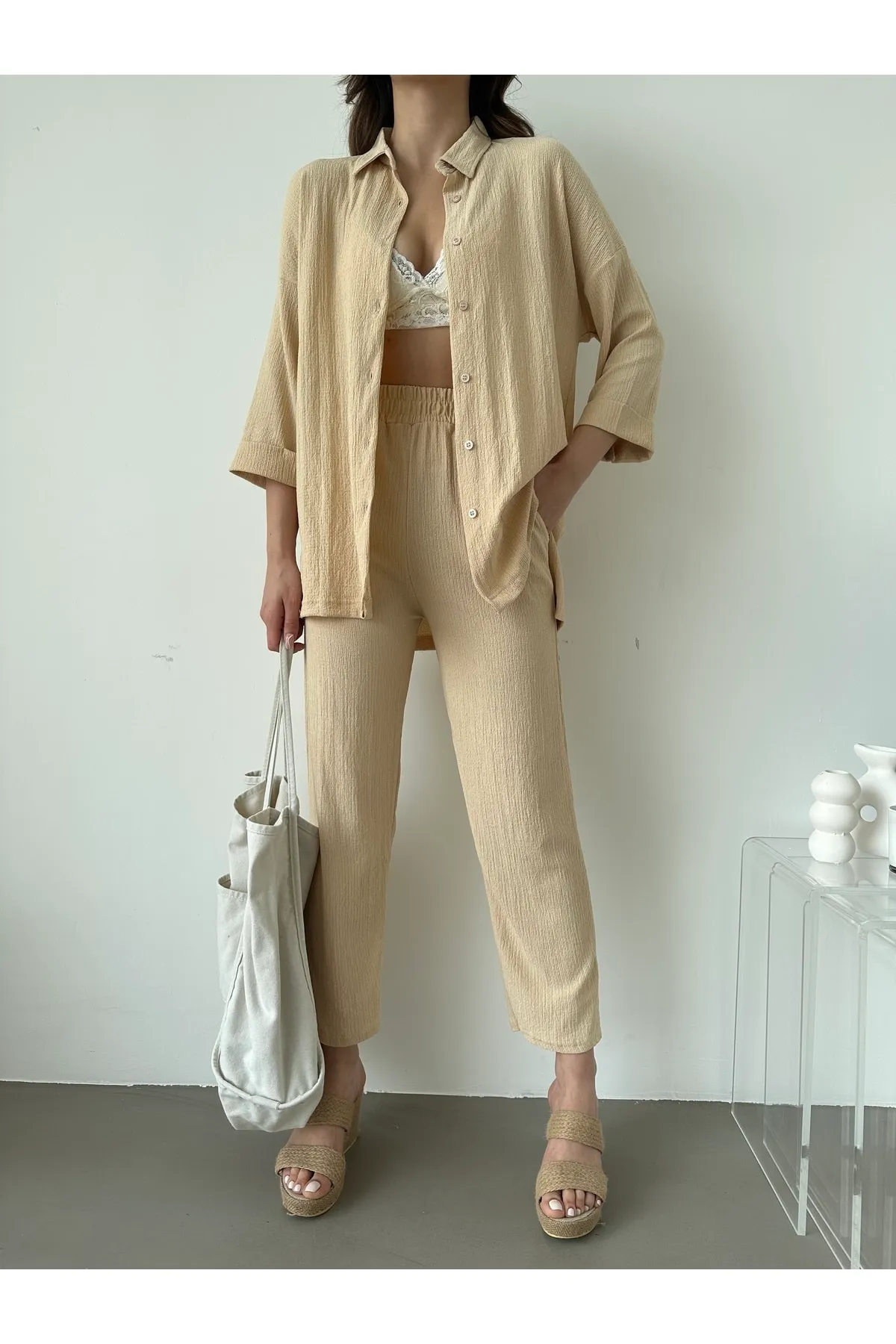 BEJNA  Zweiteiler - Beige - Regular Fit