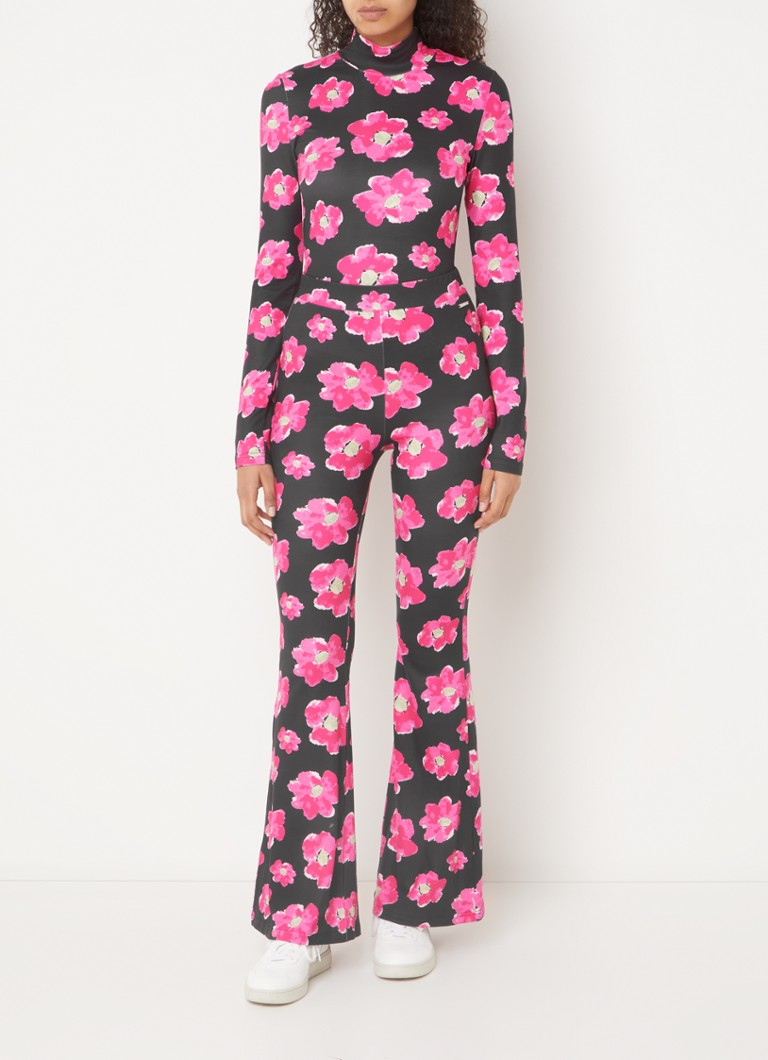 Színes, magas derekú, bővülő szabású Rebel Poppy leggings virágmintával