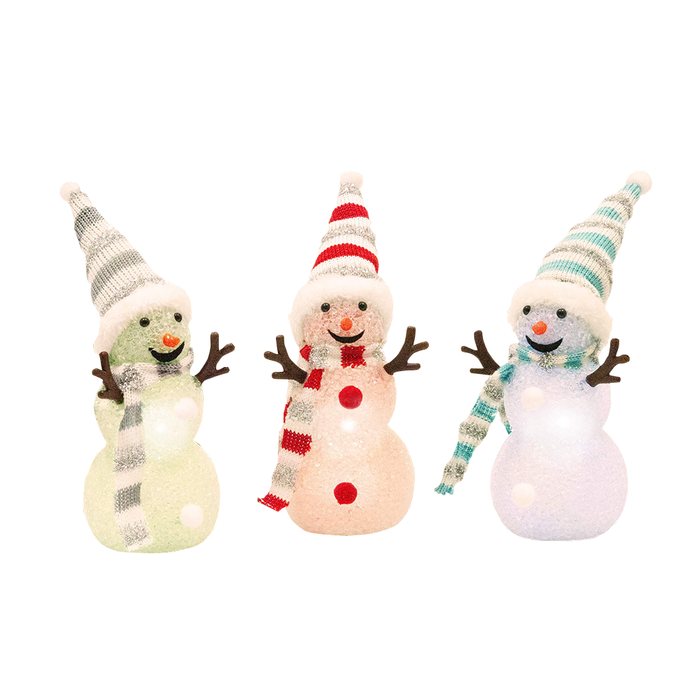 I-Glow LED-Schneeballfiguren - 3er-Pack, Bunt