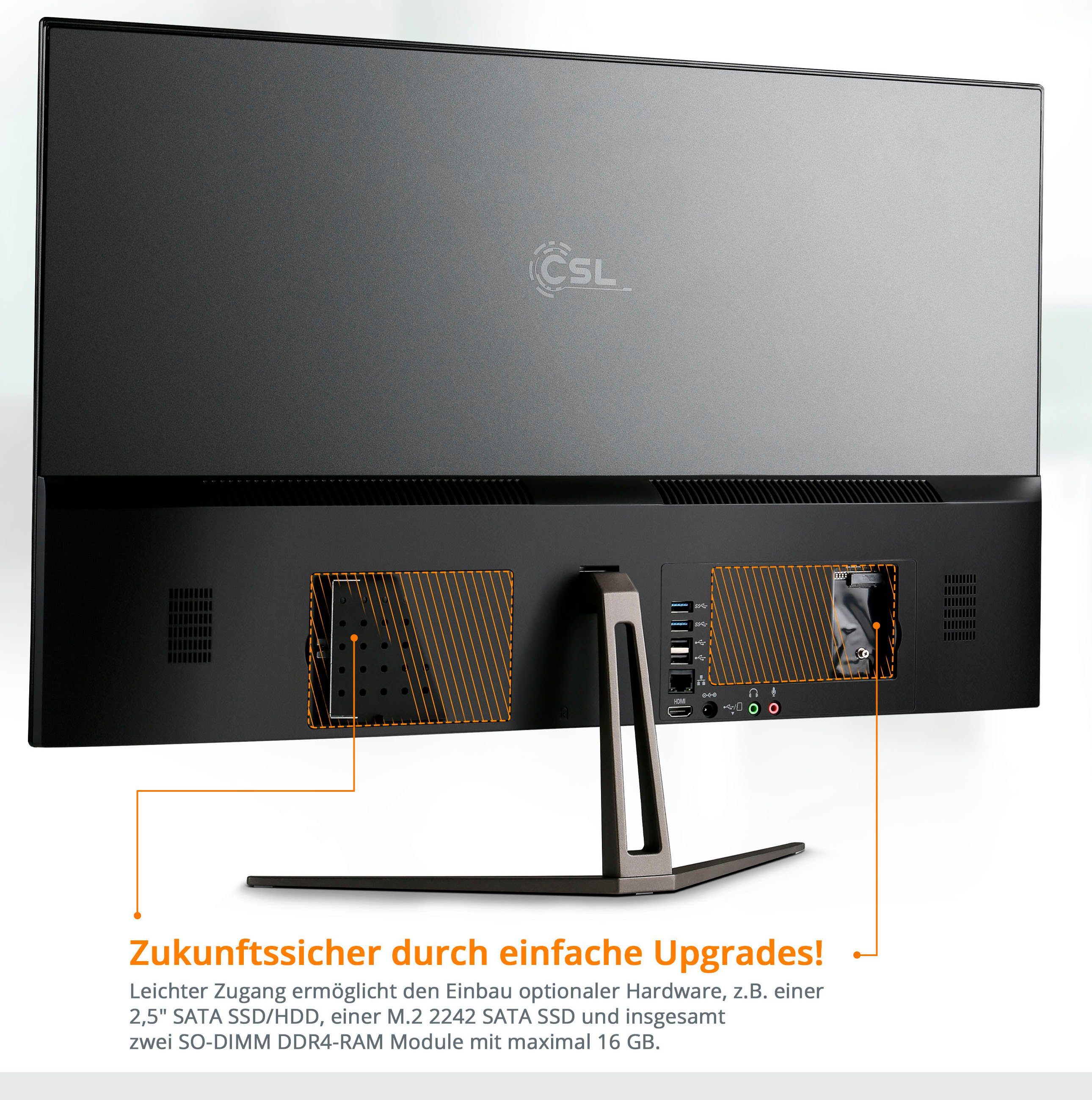 CSL Unity F27-GLS mit Windows 10 Home All-in-One PC (27 Zoll, Intel® Celeron Celeron® N4120, UHD Graphics 600, 8 GB RAM, 512 GB SSD)