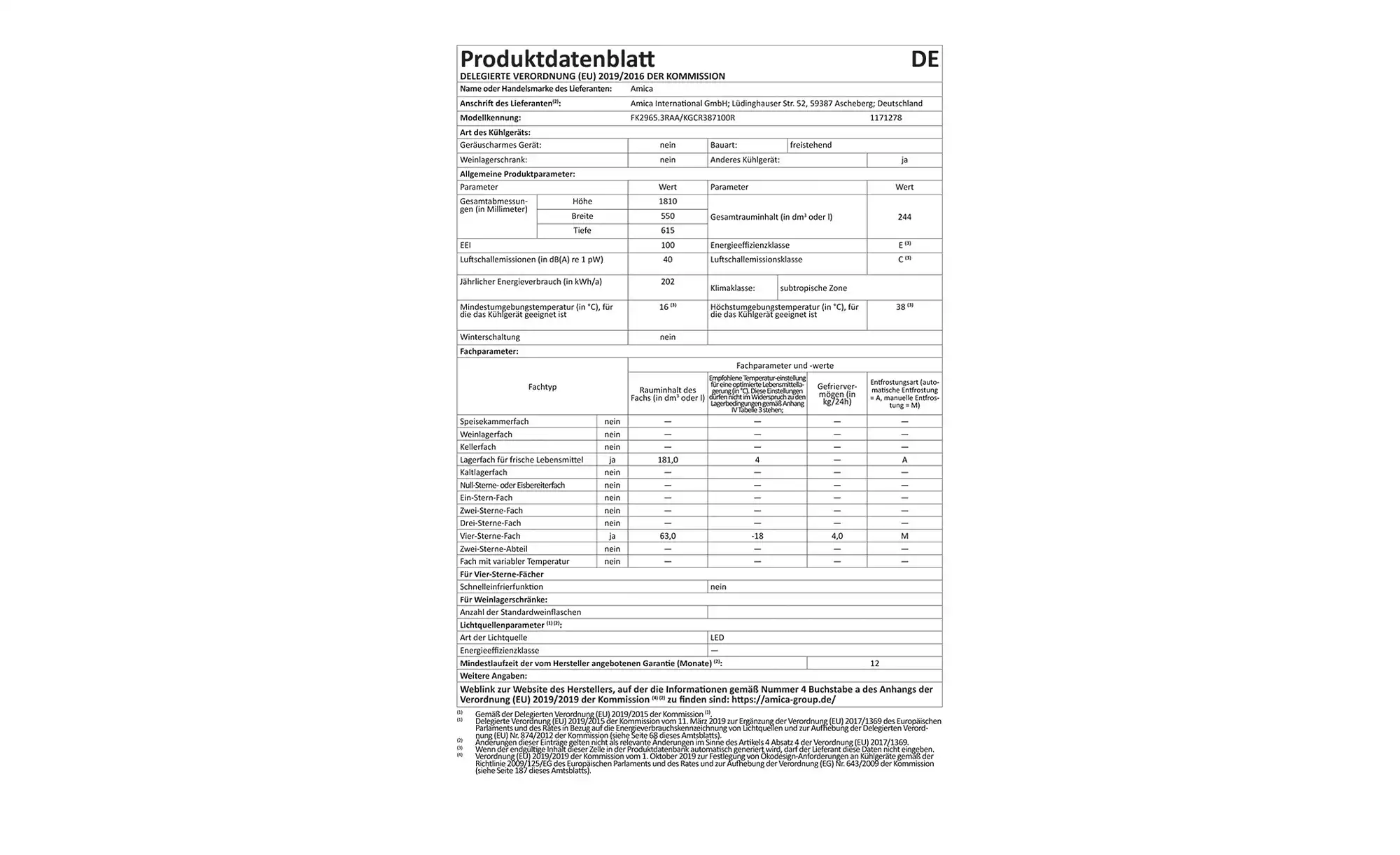 Amica Kühl-Gefrier-Kombination  KGCR 387 100 R