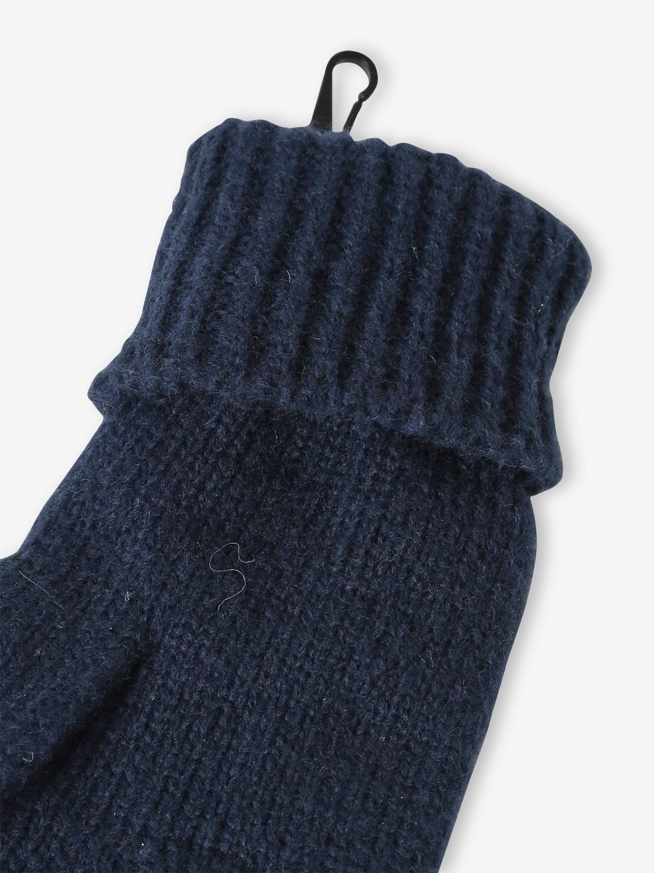 Ensemble bonnet + snood + gants ou moufles colorblock fille marine