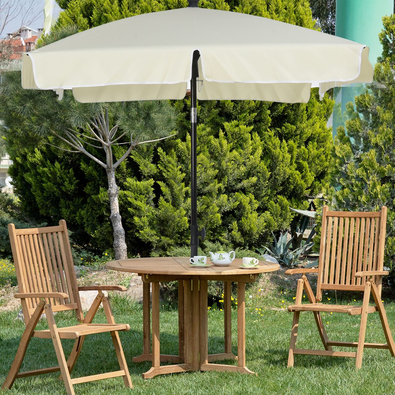 Outsunny Sonnenschirm Gartenschirm Strandschirm Balkonschirm Schirm Sonnenschutz knickbar (Kaffeebraun Schwarz)