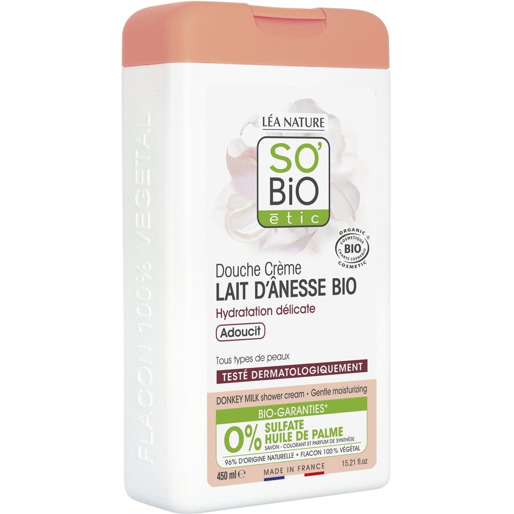 LÉA NATURE SO BiO étic Douche crème Lait d'ânesse bio, hydratation¹ délicate, adoucit Douche crème