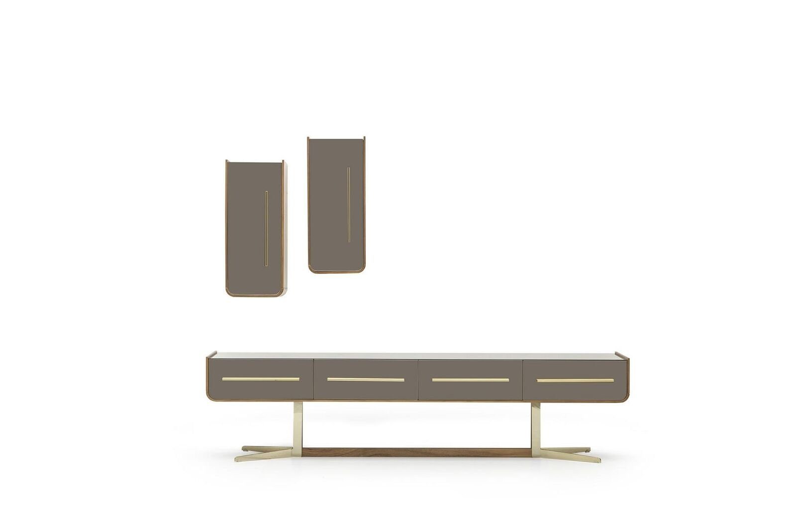 JVmoebel Wohnwand Schrank Wand Wohnzimmer tv Möbel Schrankwand Media rtv Wohnen, (3-St., 1x TV-Ständer + 2x Wandregal), Made in Europa