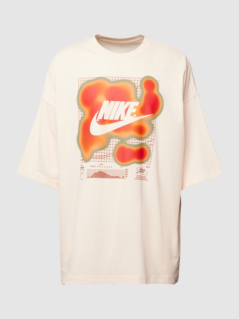 T-Shirt mit Label-Print in apricot