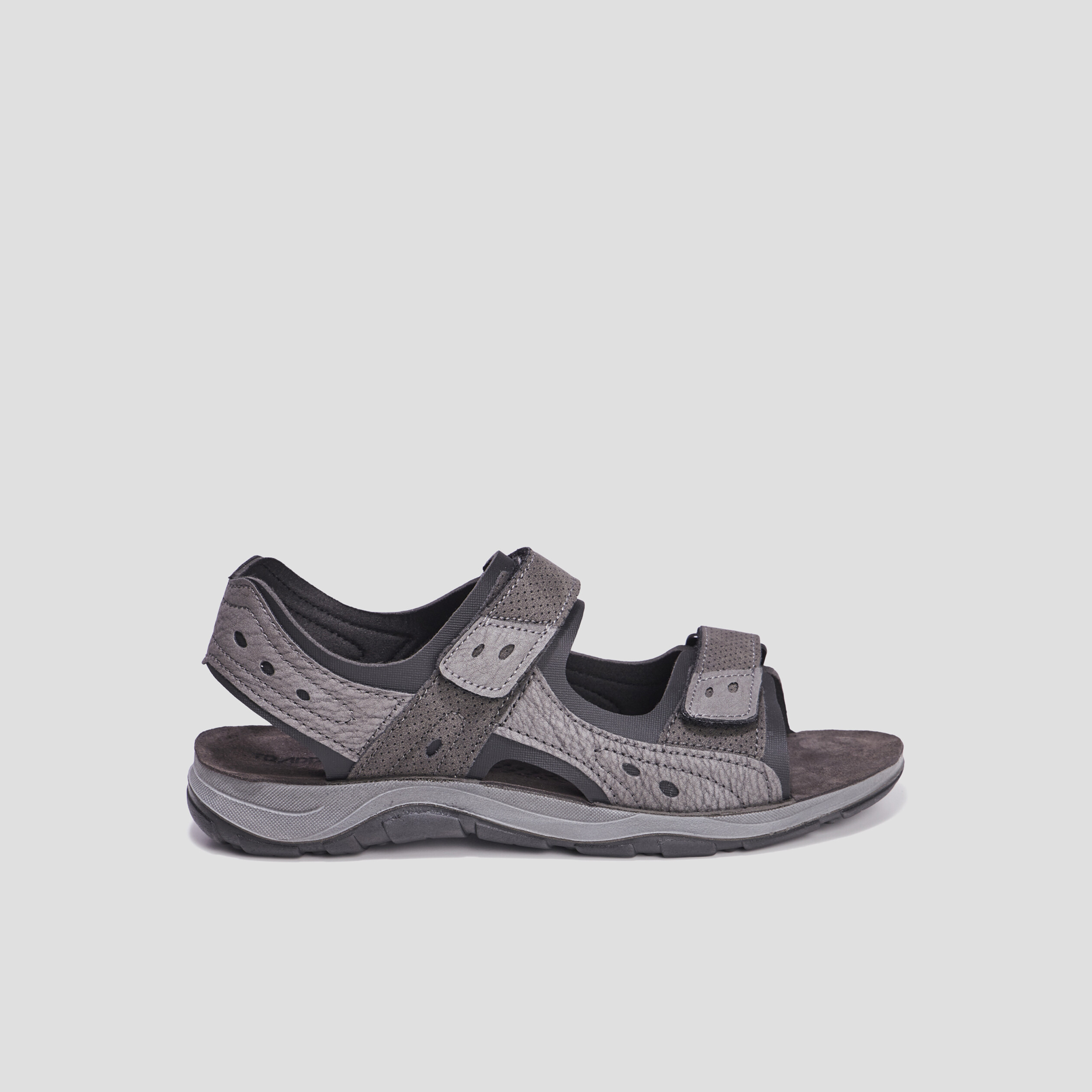 Sandales à scratchs en cuir Trappeur gris foncé homme | La Halle
