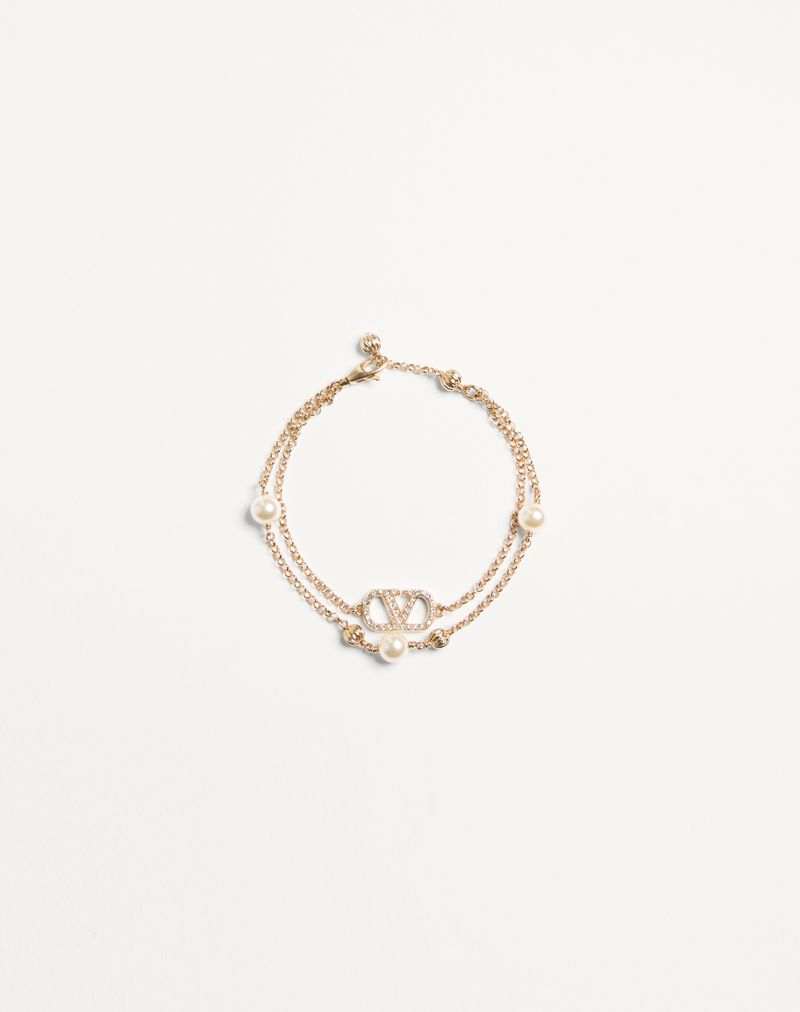 VLogo signaturarmbånd i metal, Pearls AE Crystals Swarovski®