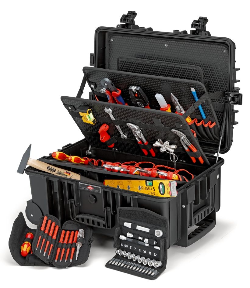 Knipex 00 21 37 Įrankių dėklas „Robust45 Move“ elektros įrankiams, 63 dalys