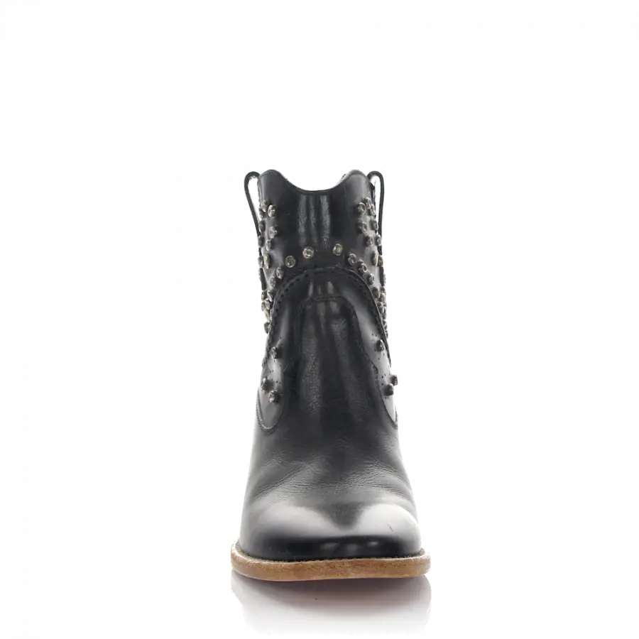 Rossano Bisconti - Stiefeletten Kalbsleder Nieten schwarz - schwarz