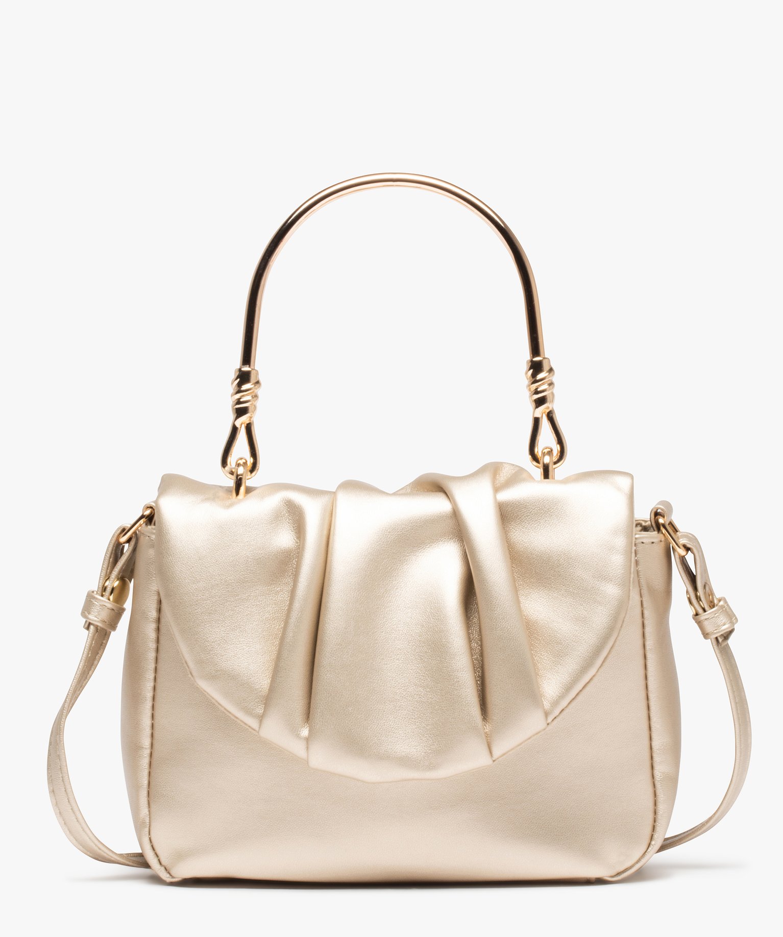Sac à main bijou avec anse dorée et rabat drapé or | GEMO
