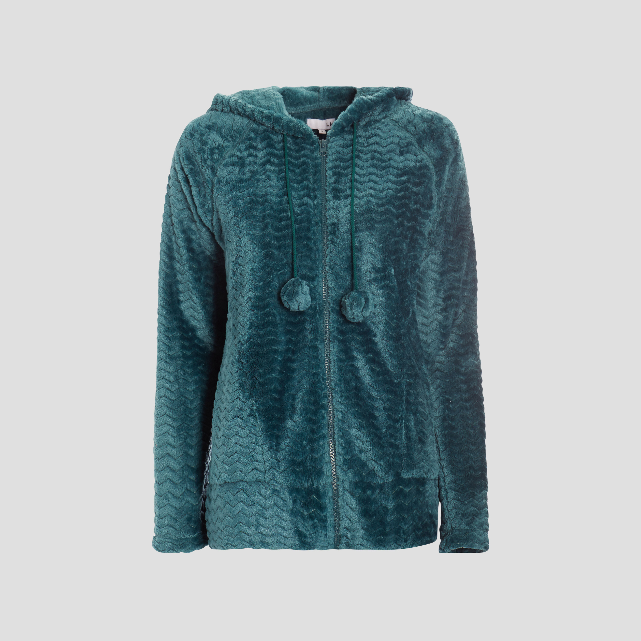 Veste de pyjama plaid à capuche vert foncé femme | La Halle