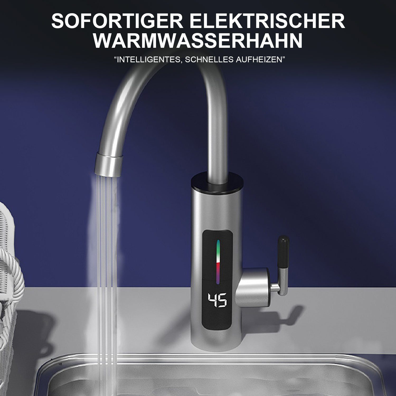 TOPMELON Durchlauferhitzer LED Elektrische Wasserhahn mit Durchlauferhitzer, max 60,00 °C