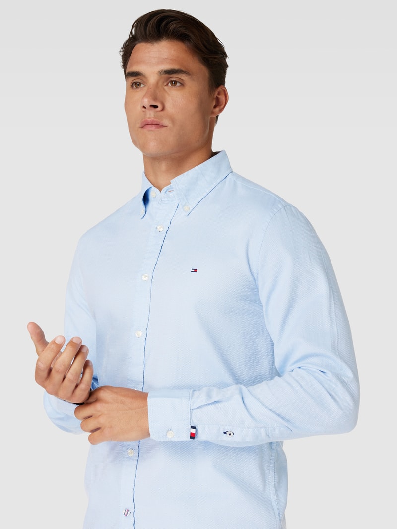 Freizeithemd mit Button-Down-Kragen Modell 'NATURAL' in hellblau