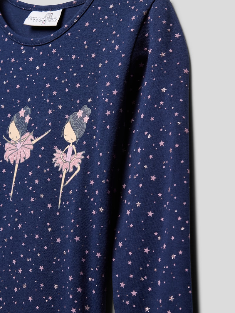 Minikleid mit Allover-Print in marineblau
