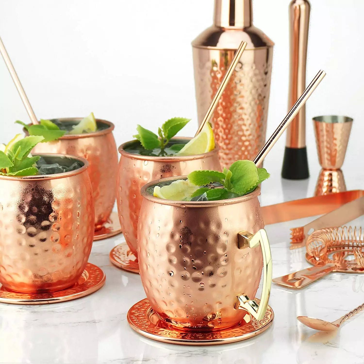 Faizee Möbel Tasse Cocktailglas Moscow Mule Becher Kupferbecher 500ml Fassungsvermögen, Kupfer/Edelstahl